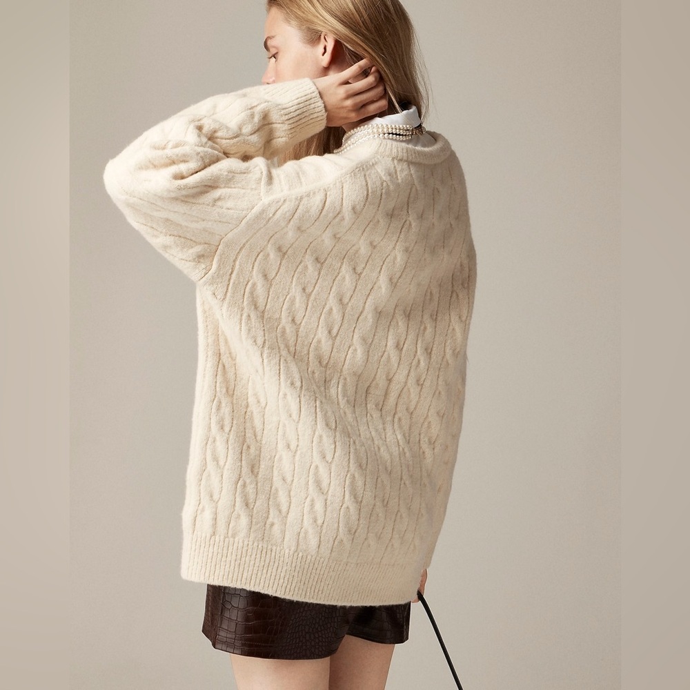 J.Crew Relaxed cable-knit cardigan sweater CB936 size Medium/Large - Picture 3 of 9